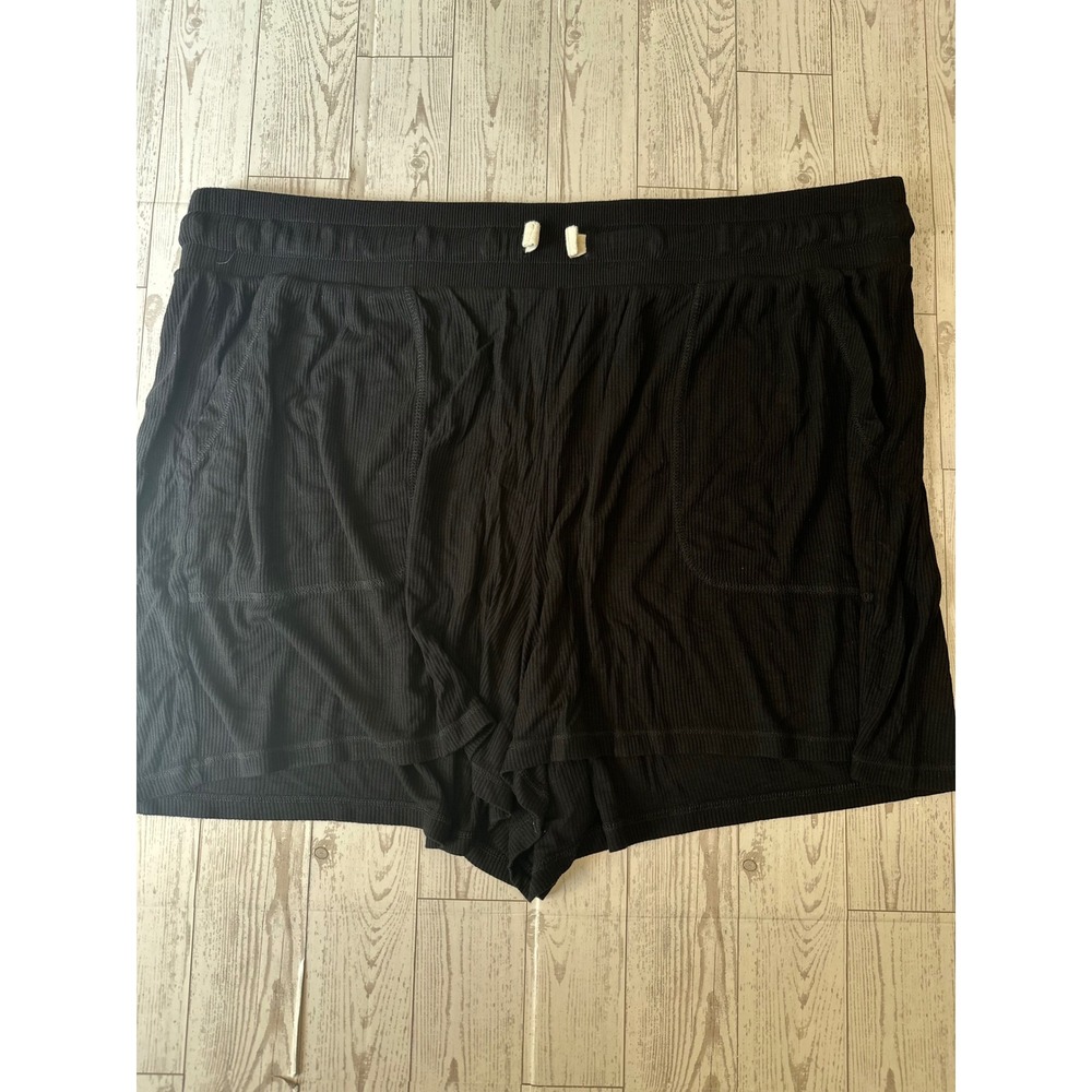 Torrid Sleep Shorts Womens Size 3 Black Rib Knit Pockets Cozy Loungewear